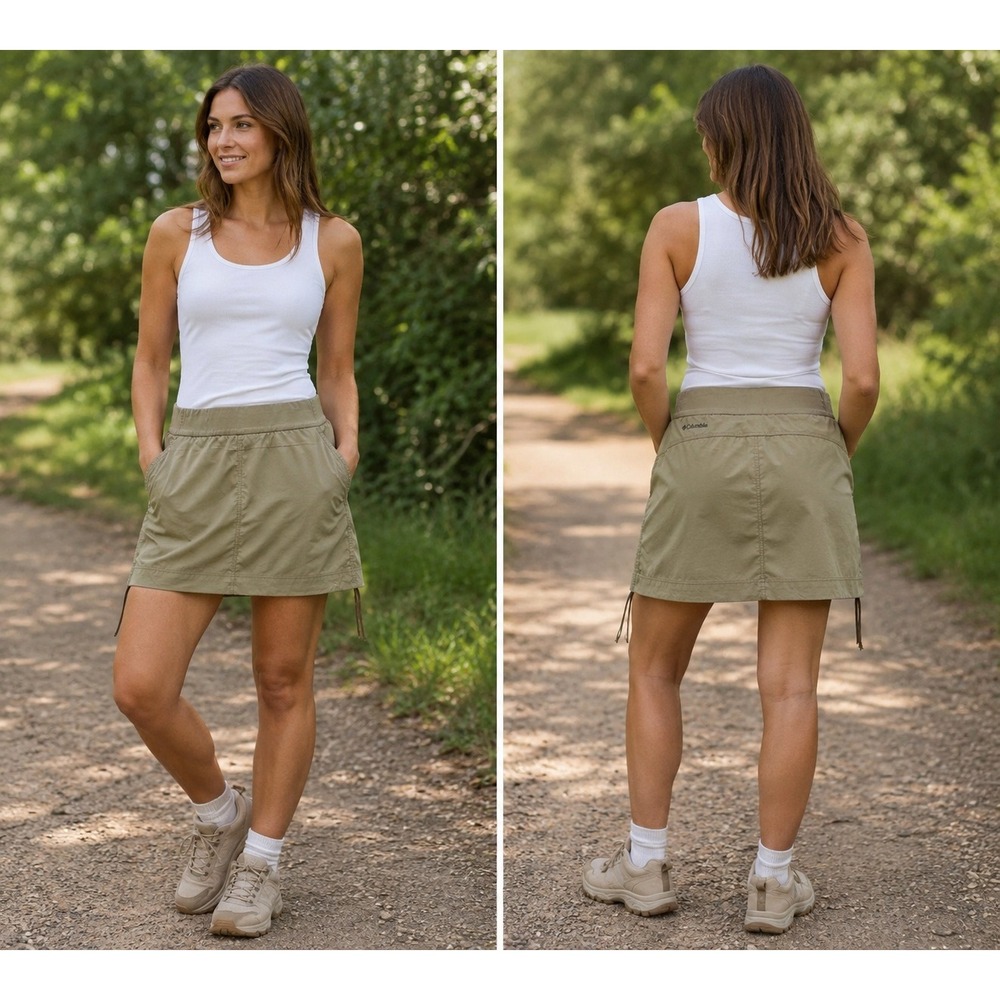 Columbia OmniShield Sage Green Khaki Hiking Skort XL Activewear gorpcore granola